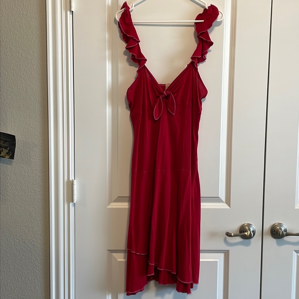 Free People midi dress red pink sundress L Large